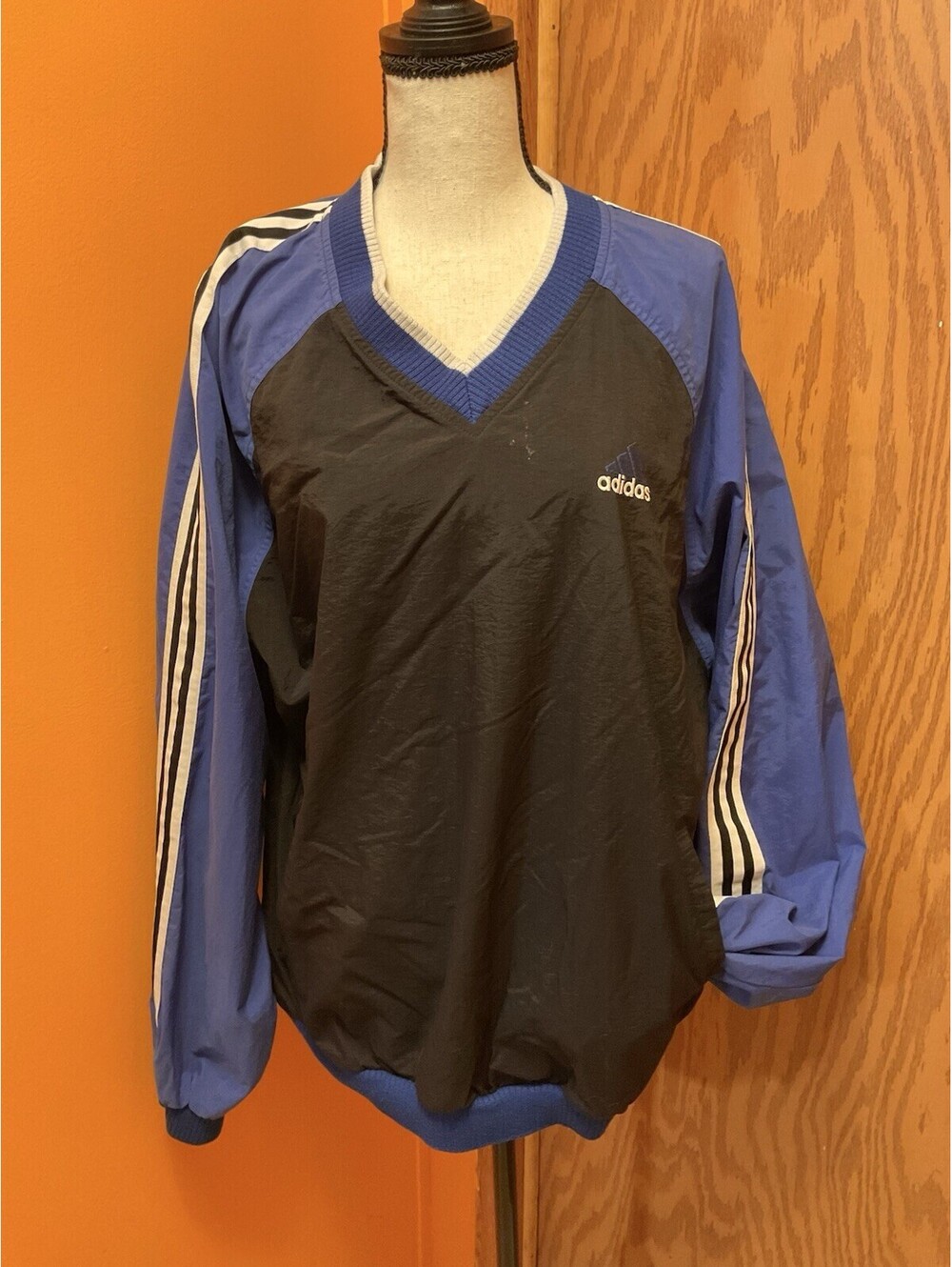 Vintage 90’s Adidas Blue Black Pullover Windbreaker Men’s Medium